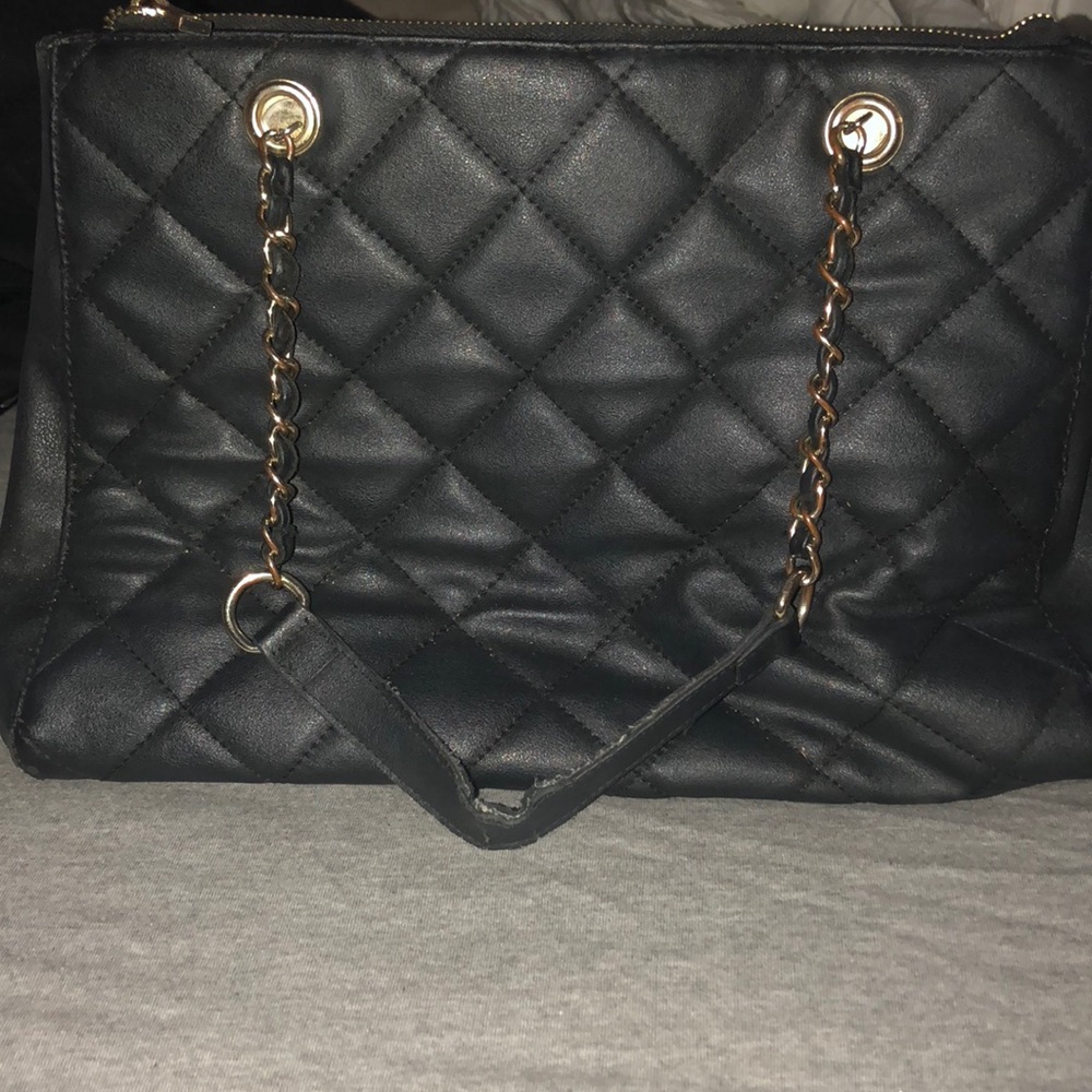 BLACK CROSS STITCH BAG